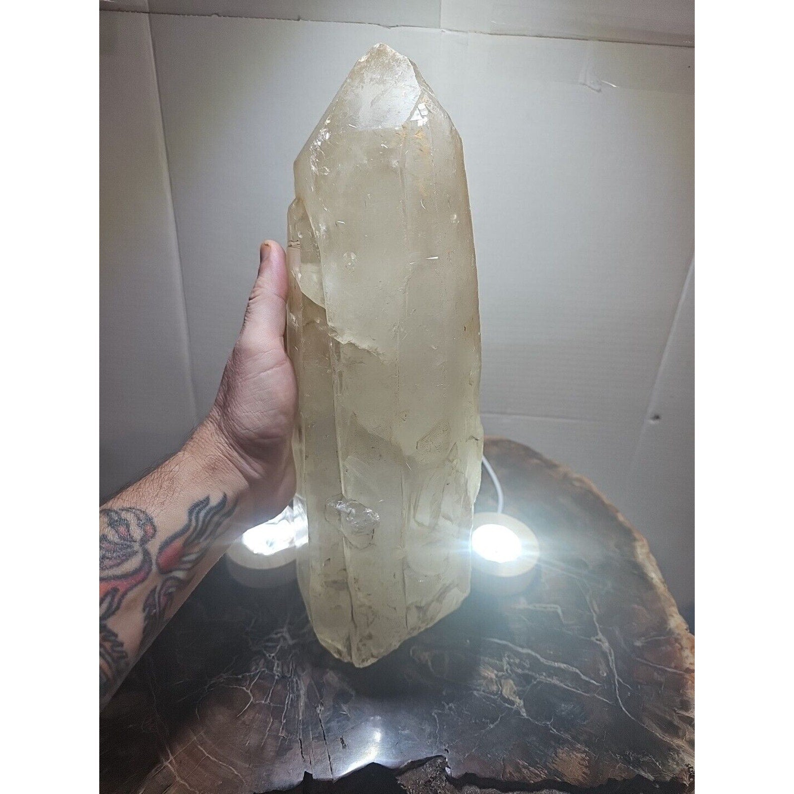 8.7LB 12.9“ Natural Raw Clear White Quartz Crystal Point Rough Stone Rock Brazil