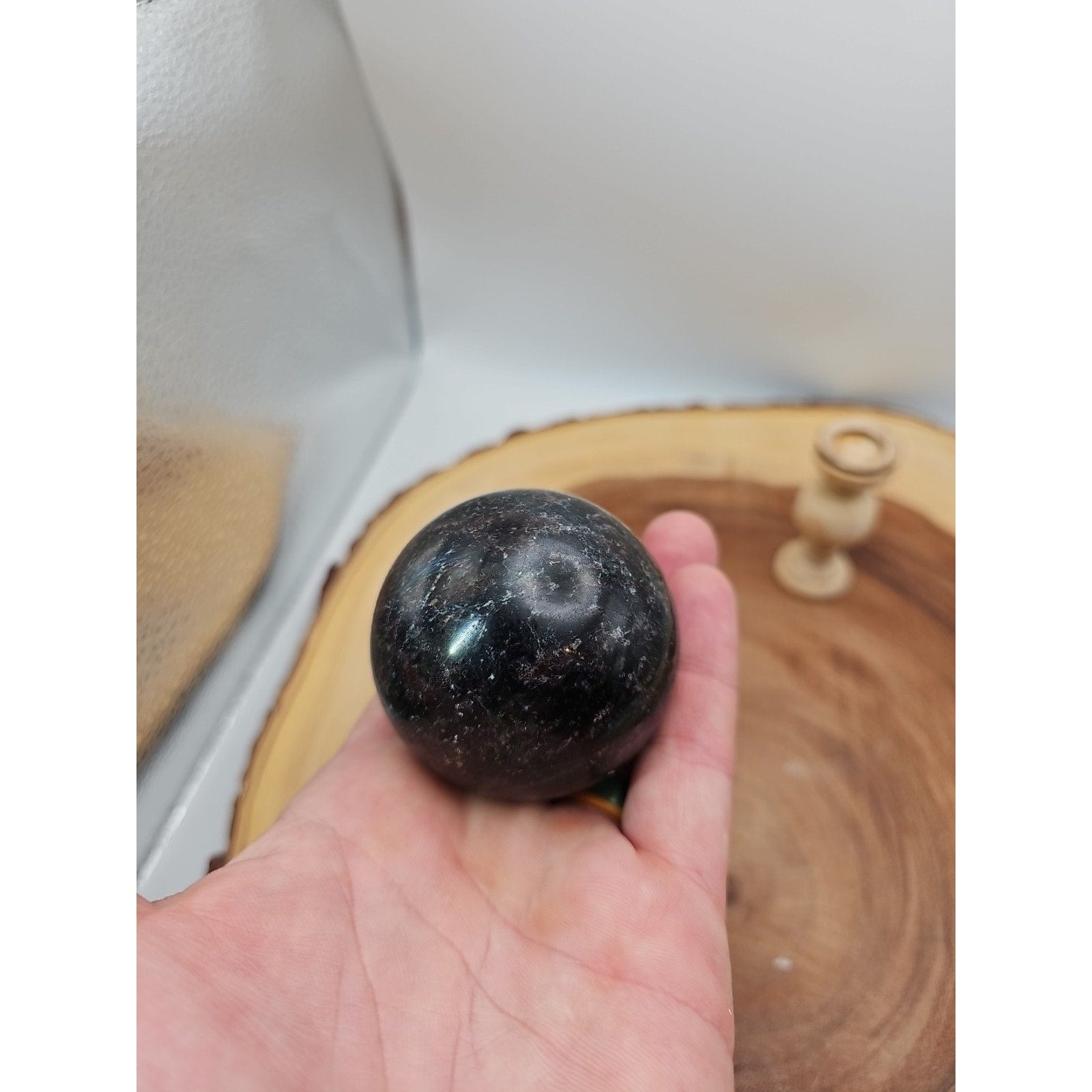Arfvedsonite Garnet Sphere 276g With Stand