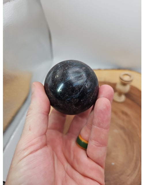 Load image into Gallery viewer, Arfvedsonite Garnet Sphere 276g With Stand
