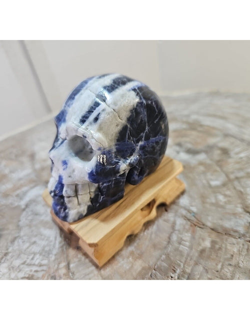 Load image into Gallery viewer, 356G Natural Blue stripe quartz hand Carved skull crystal healing
