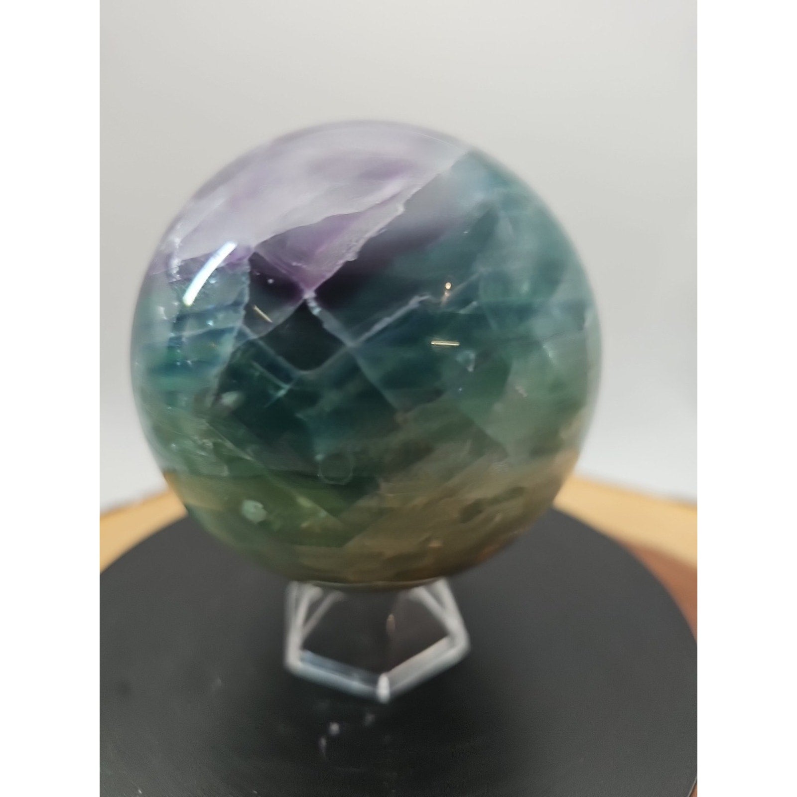 2.11lbs Natural Rainbow Fluorite Quartz Crystal Sphere Ball Polished Healing