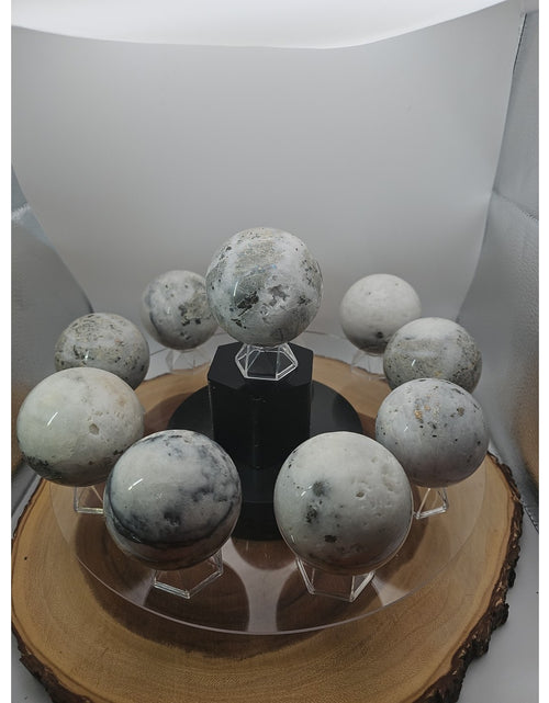 Load image into Gallery viewer, 1 Each Natural Golden Pyrite &amp; Jasper Crystal Sphere Ball Polished 55mm +
