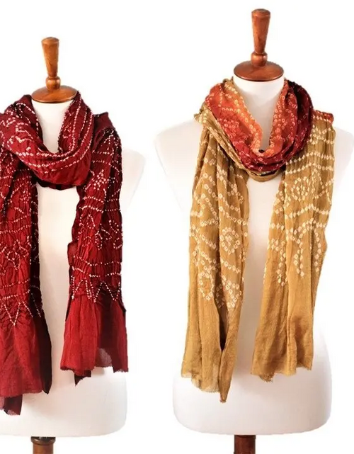 Load image into Gallery viewer, OMSutra Tie-dye designer fashion Silk Scarves
