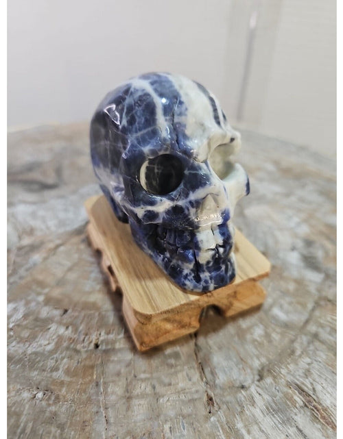 Load image into Gallery viewer, 356G Natural Blue stripe quartz hand Carved skull crystal healing
