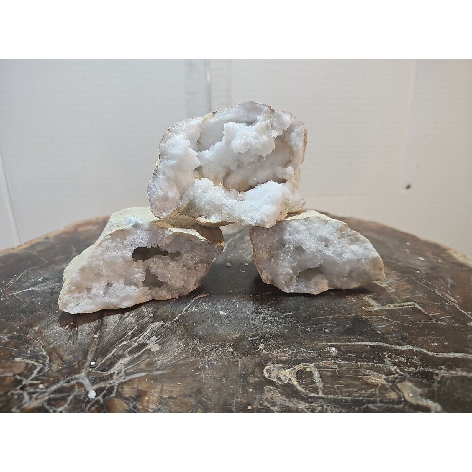 3pcs 1.85lbs Geode Crystal Moroccan Quartz