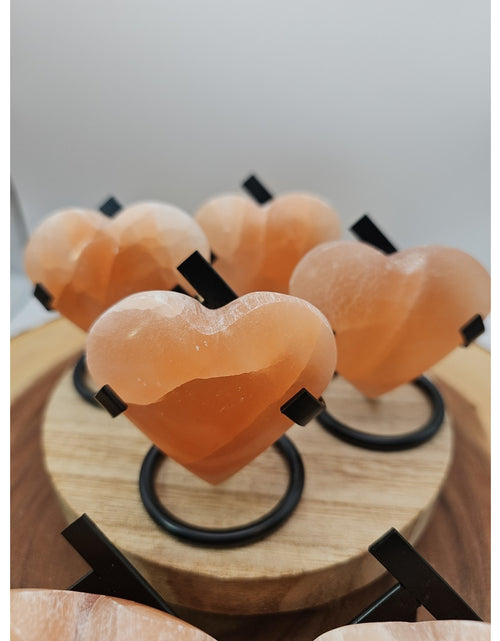 Load image into Gallery viewer, Peach Selenite Palm Stone W/stand 1each
