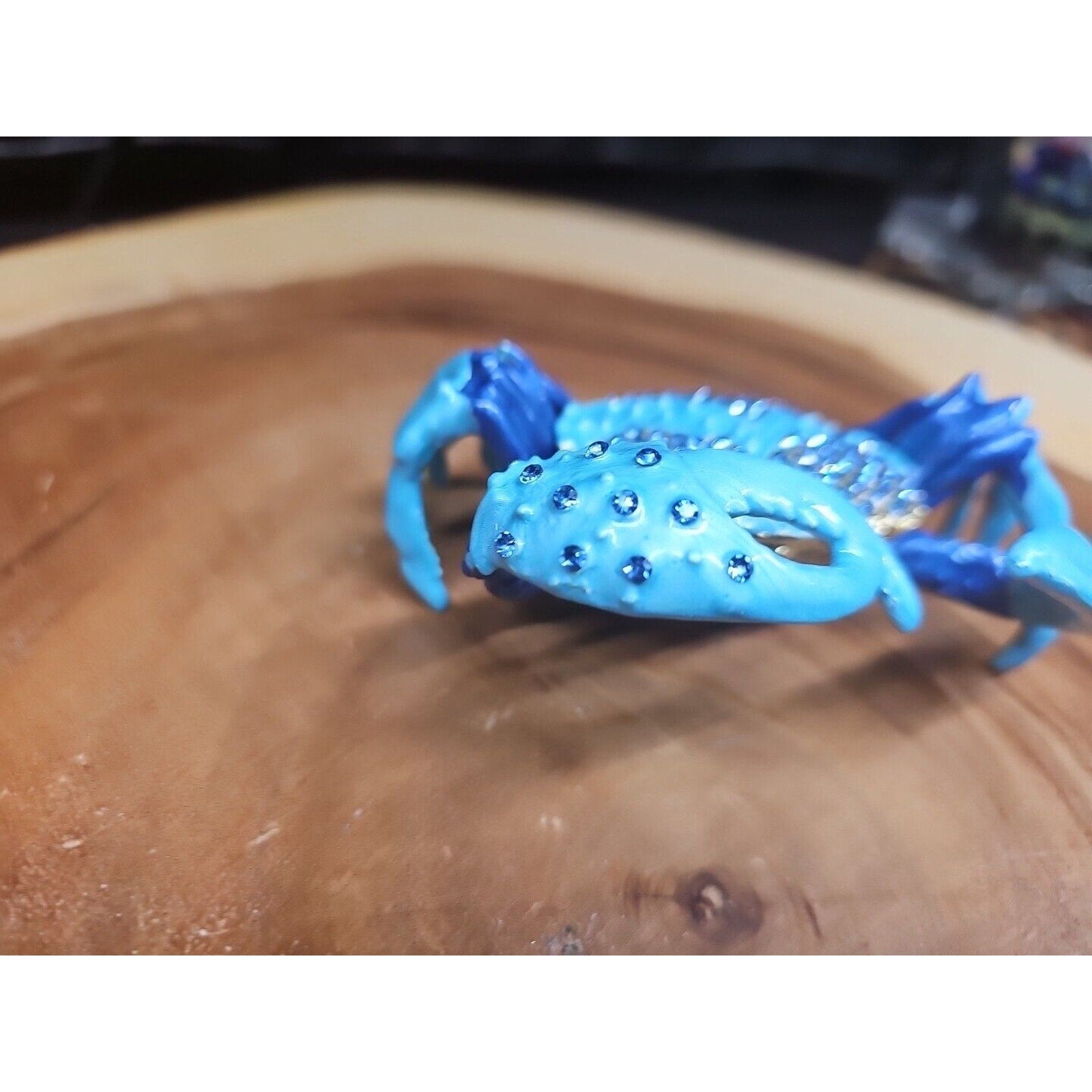 Crab Trinket Box W/3 Herkimer Diamonds Covered In Gemstones