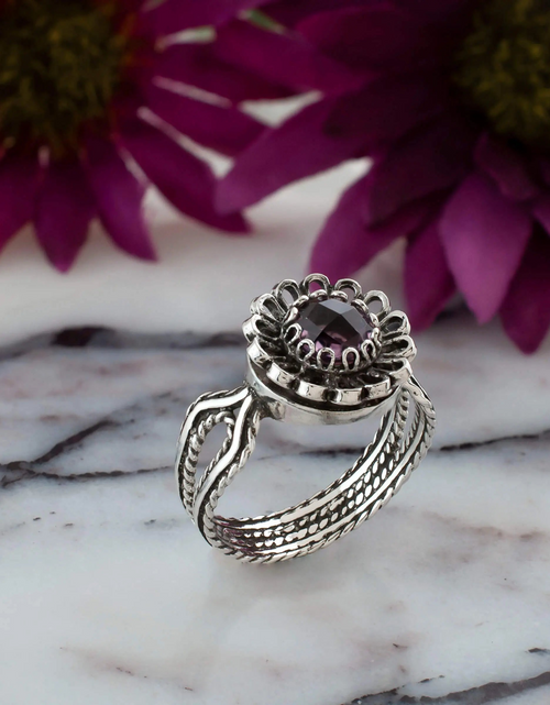 Load image into Gallery viewer, Amethyst Gemstone Sterling Silver Women Cocktail Ring
