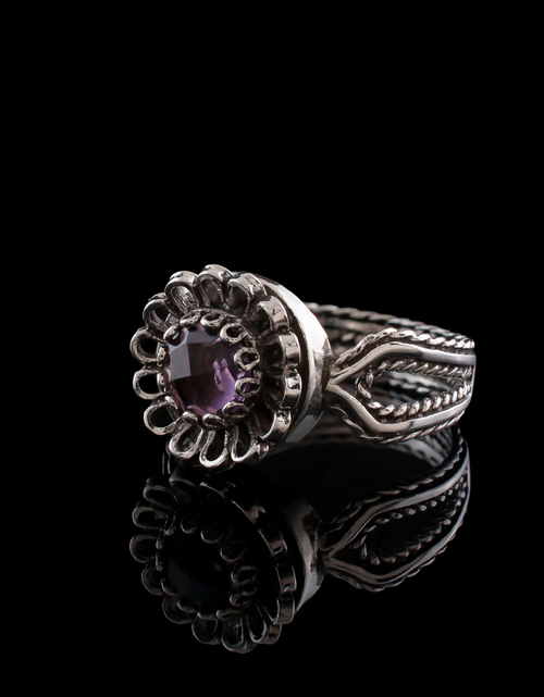 Load image into Gallery viewer, Amethyst Gemstone Sterling Silver Women Cocktail Ring
