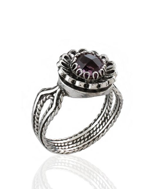Load image into Gallery viewer, Amethyst Gemstone Sterling Silver Women Cocktail Ring
