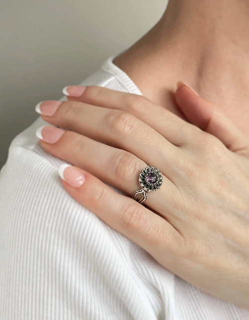 Load image into Gallery viewer, Amethyst Gemstone Sterling Silver Women Cocktail Ring
