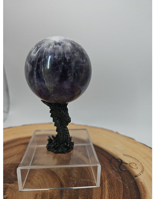 Load image into Gallery viewer, Amethyst Sphere .82lb 65mm W/Dragon Stand
