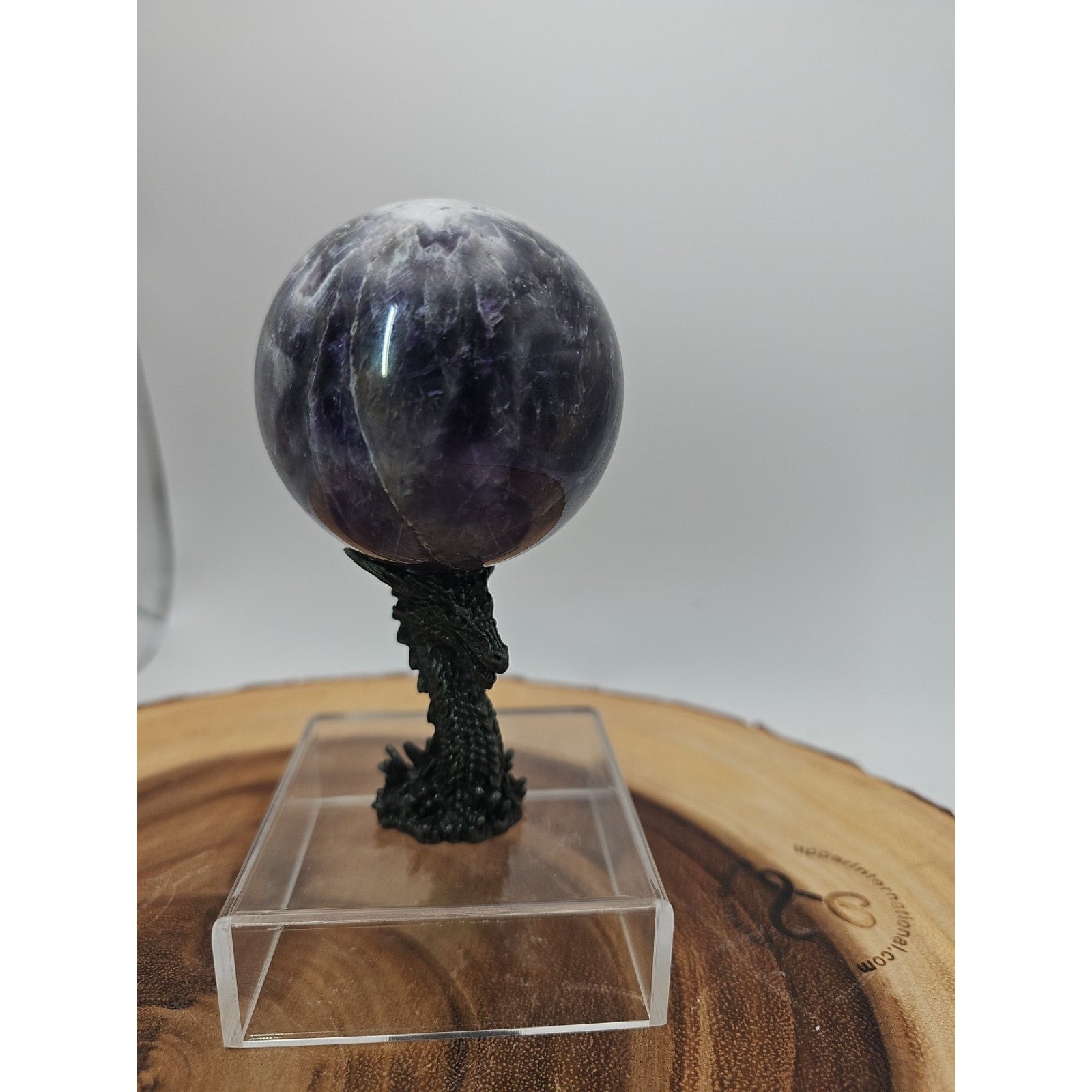 Amethyst Sphere .82lb 65mm W/Dragon Stand