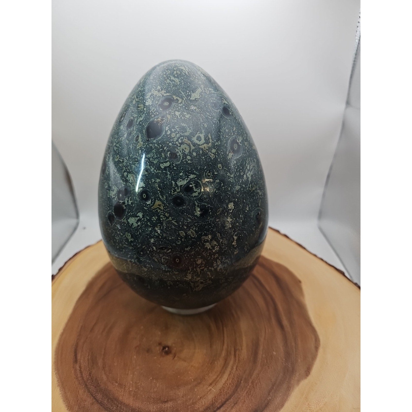 15.2LB Natural Kambaba Jasper Quartz Crystal With Jade Ring Stand