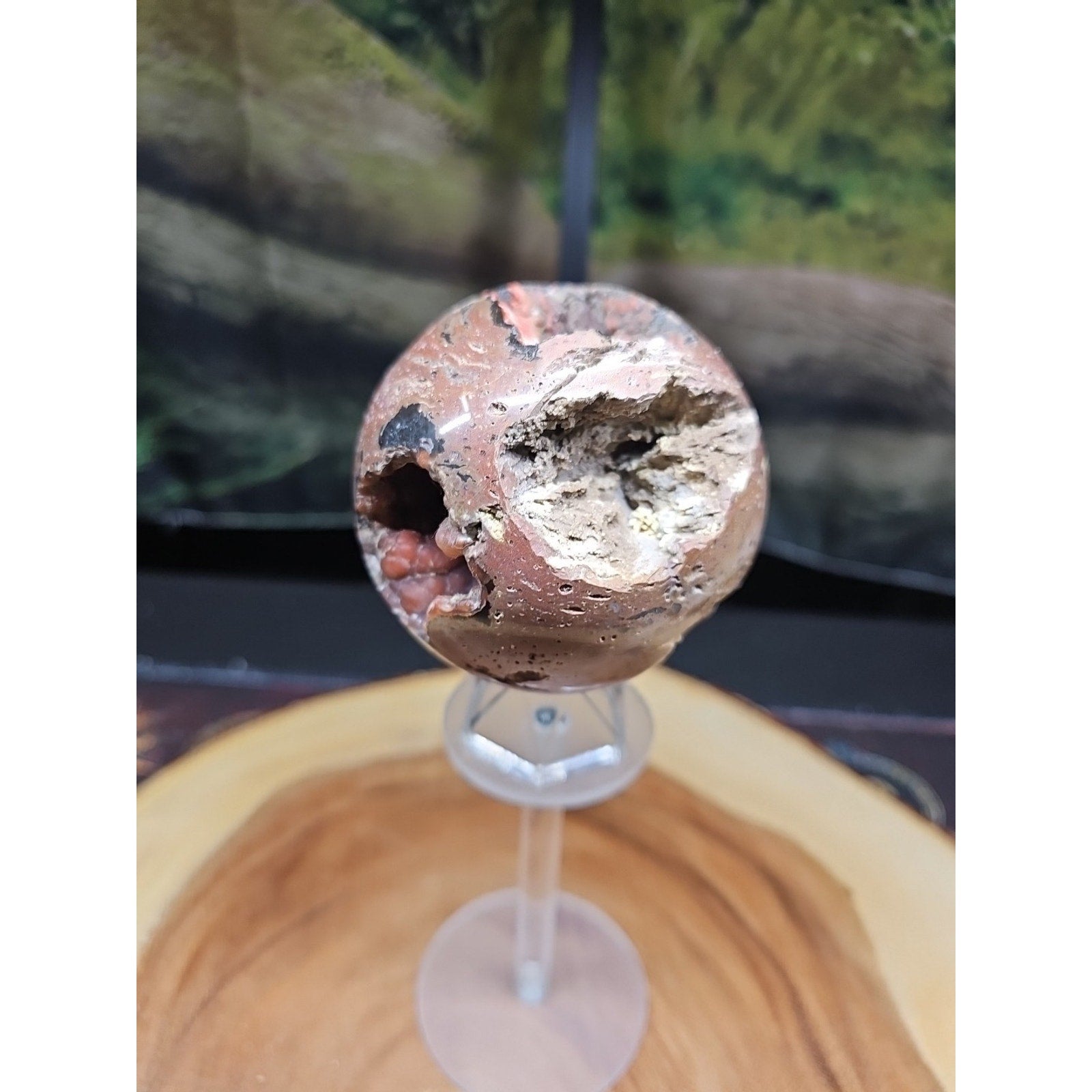 1.17LB Natural Vesuvianite Agate Carnelian Crystal Geode Sphere Ball Healing