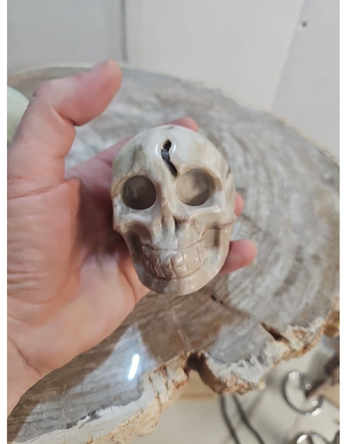 Load image into Gallery viewer, 2.18LB 2Pcs Natural Jasper Calcite Skulls Crystal Carving Mixed Stones Healing
