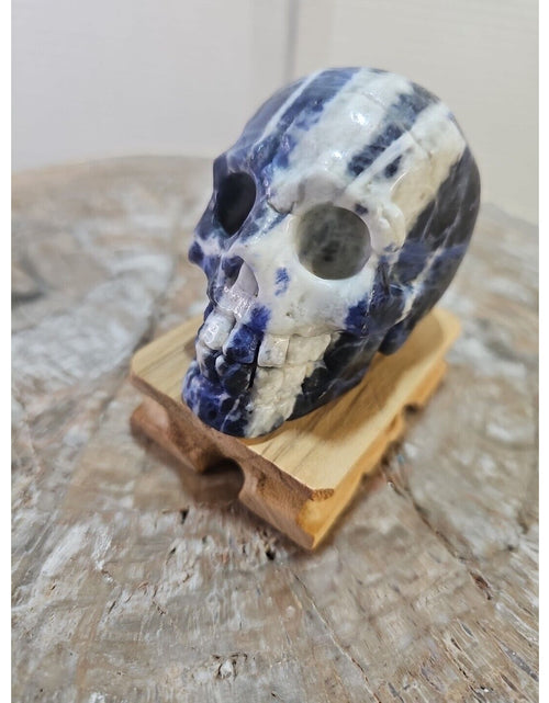 Load image into Gallery viewer, 356G Natural Blue stripe quartz hand Carved skull crystal healing
