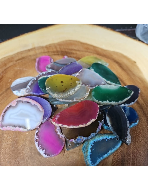 Load image into Gallery viewer, 30 agate slices lot W/hole For Pendant
