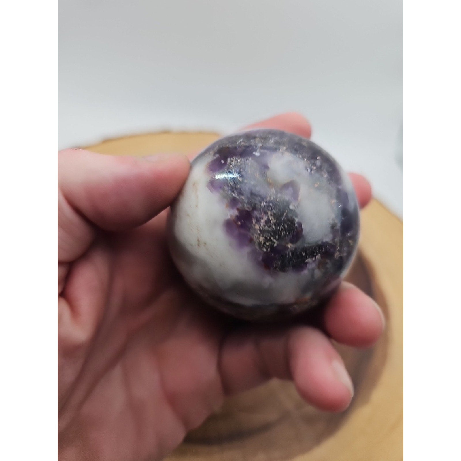 Rainbow Labradorite Sphere .45lb 53mm W/Dragon Stand