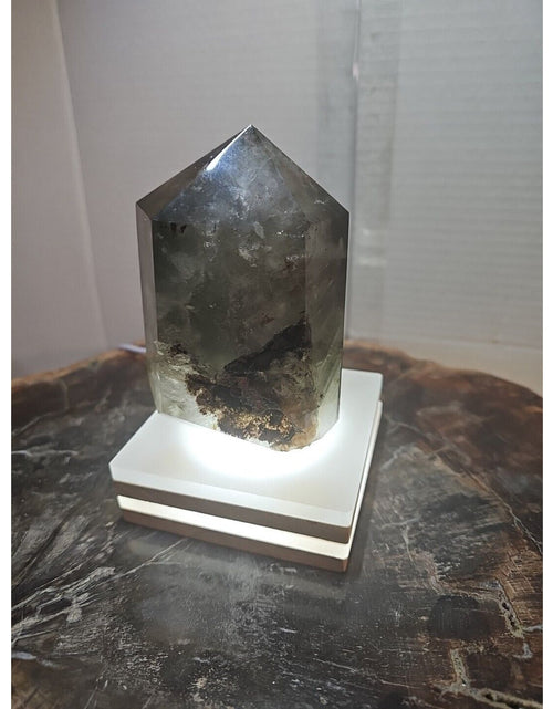 Load image into Gallery viewer, 1.73LB Natural Green Ghost Phantom Quartz Crystal Obelisk Wand Point Healing.
