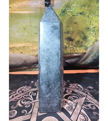 10.5LB 13" Natural Ancient Jasper Black Toumaline Crystal Tower Points Healing