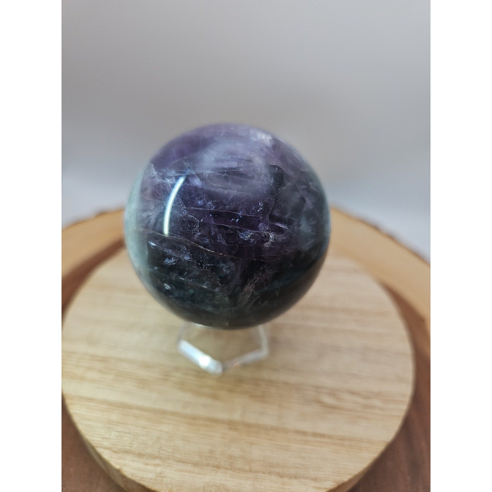 1.10lb Natural Rainbow Fluorite Quartz Crystal Sphere Ball Polished