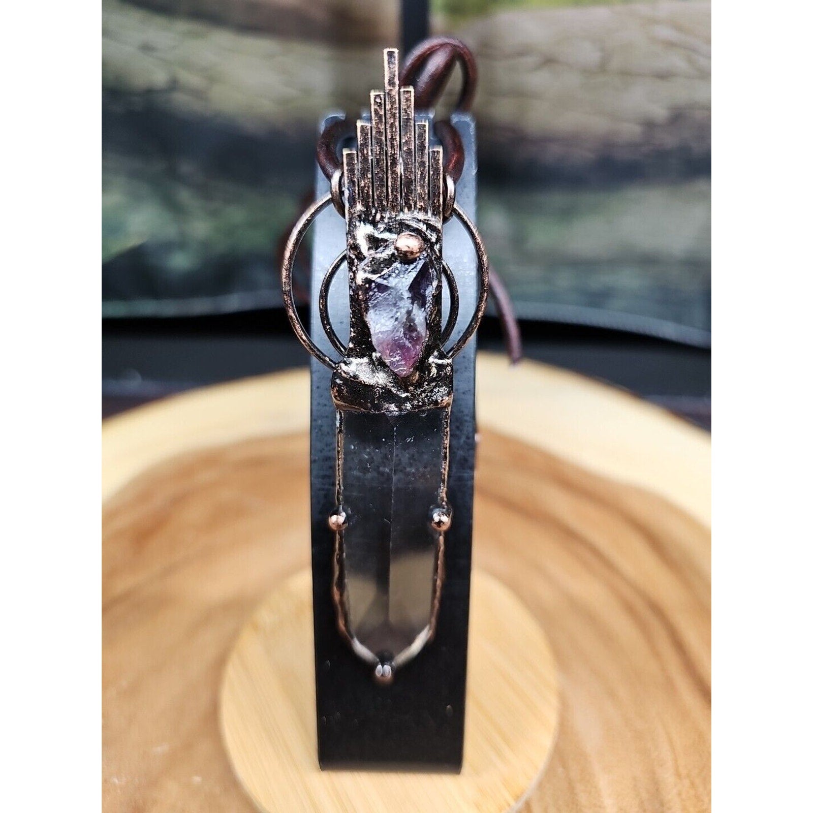 Healing Quartz Crystal Necklace W/Leather Cord
