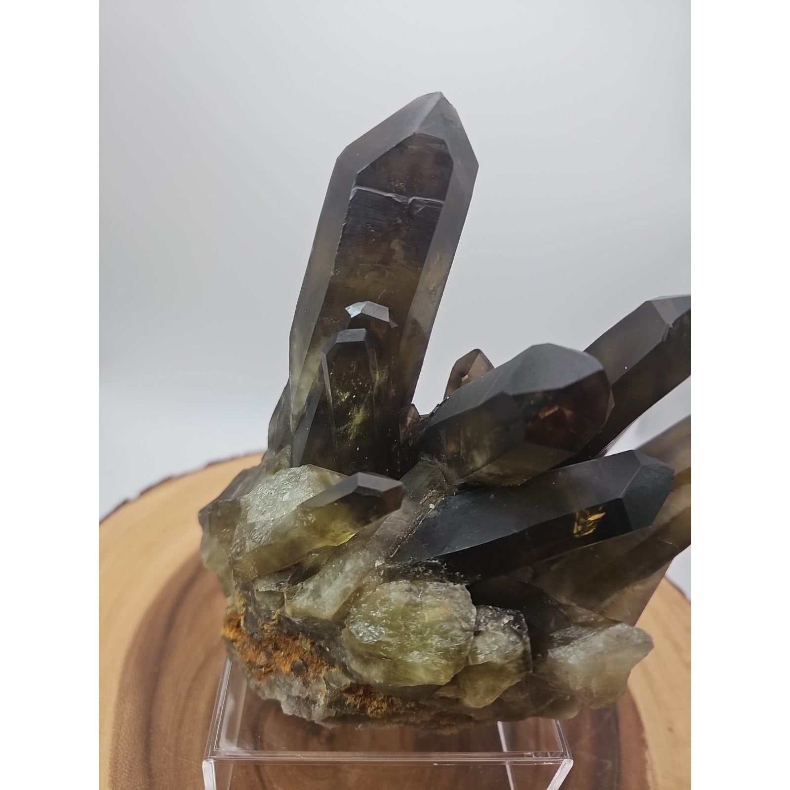 2.77LB Top rare natural beautiful black quartz crystal cluster mineral sample -