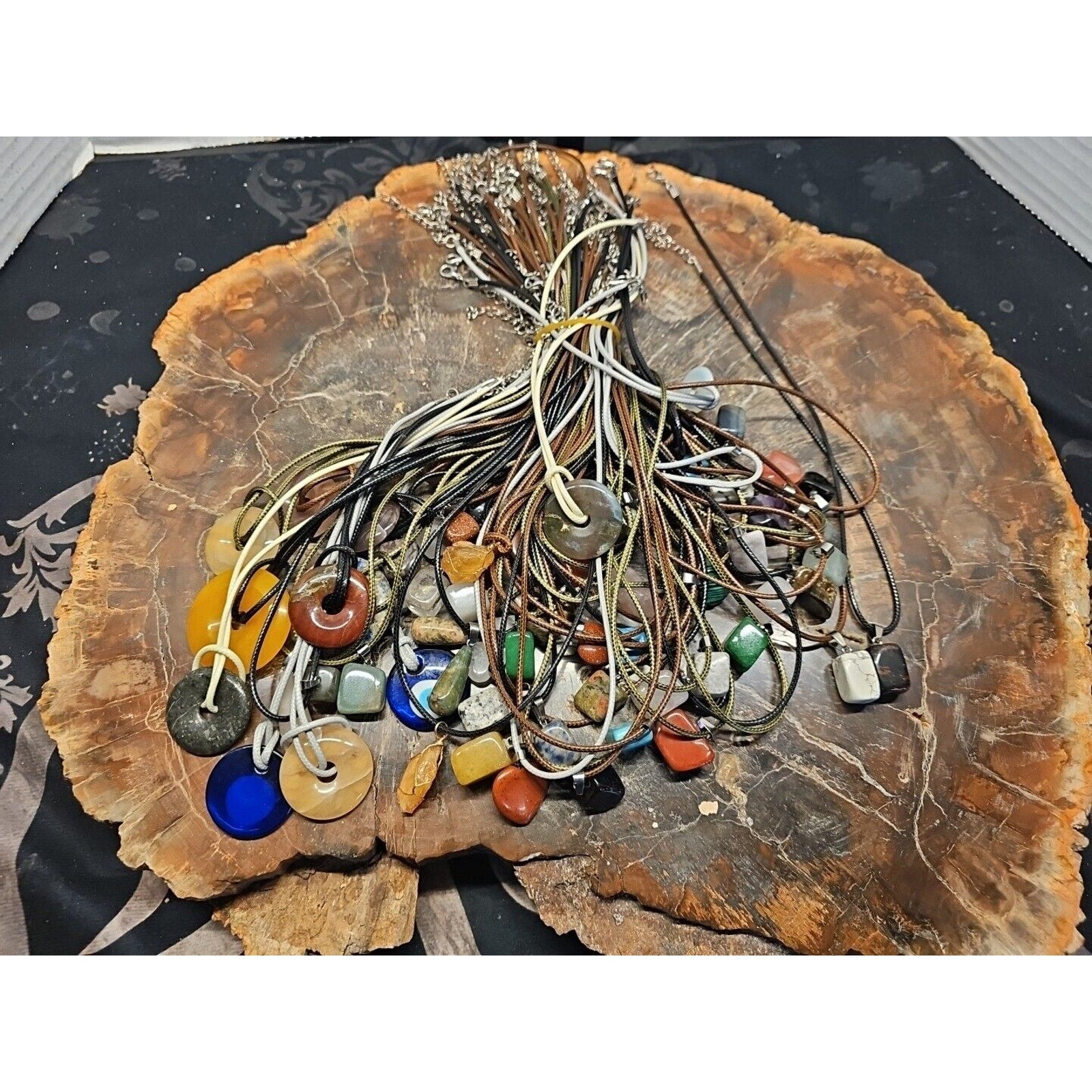 Huge Necklace Lot Wholesale About 50 -60 Pcs Natural Stone Reseller Lot