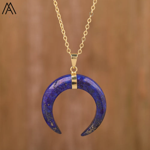 Load image into Gallery viewer, Moon Shape Amethyst Necklace
