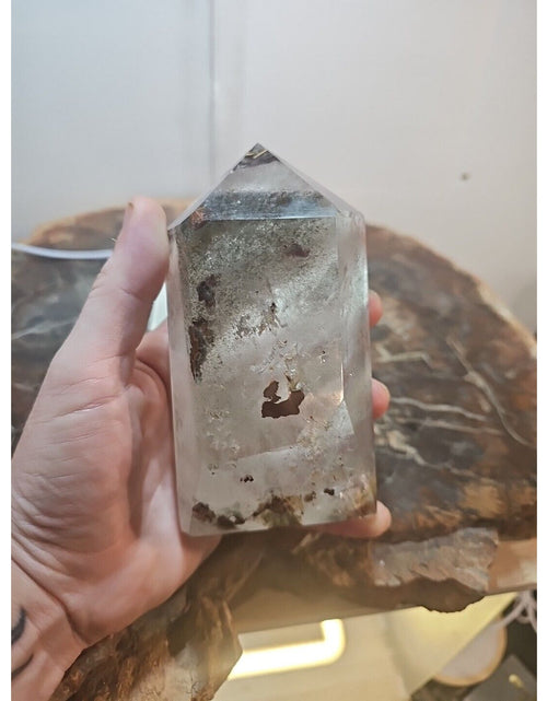 Load image into Gallery viewer, 1.73LB Natural Green Ghost Phantom Quartz Crystal Obelisk Wand Point Healing.
