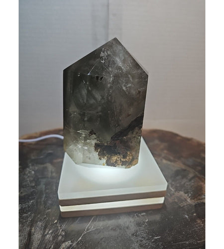 1.73LB Natural Green Ghost Phantom Quartz Crystal Obelisk Wand Point Healing.