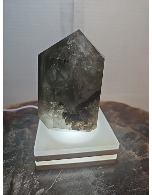 Load image into Gallery viewer, 1.73LB Natural Green Ghost Phantom Quartz Crystal Obelisk Wand Point Healing.
