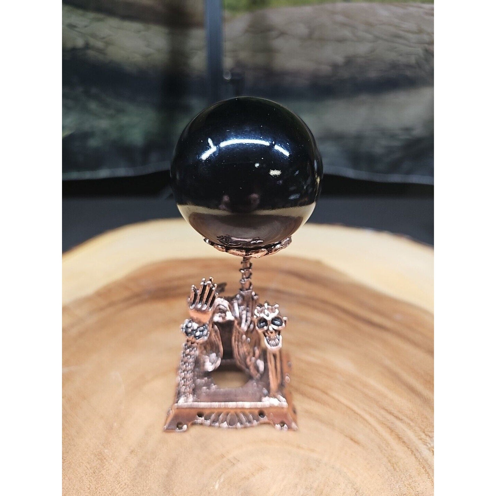 Black Obsidian Quartz Sphere 50mm W/Stand