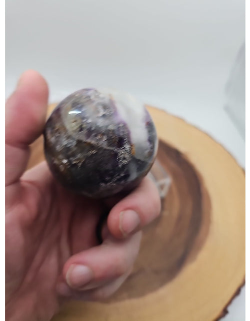 Load image into Gallery viewer, Rainbow Labradorite Sphere .45lb 53mm W/Dragon Stand

