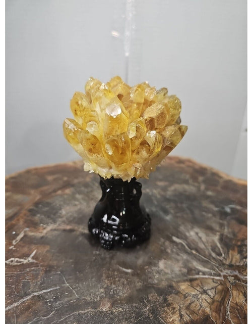 Load image into Gallery viewer, 1.12LB Yellow Phantom Quartz Crystal Cluster Mineral Specimen W/Stand
