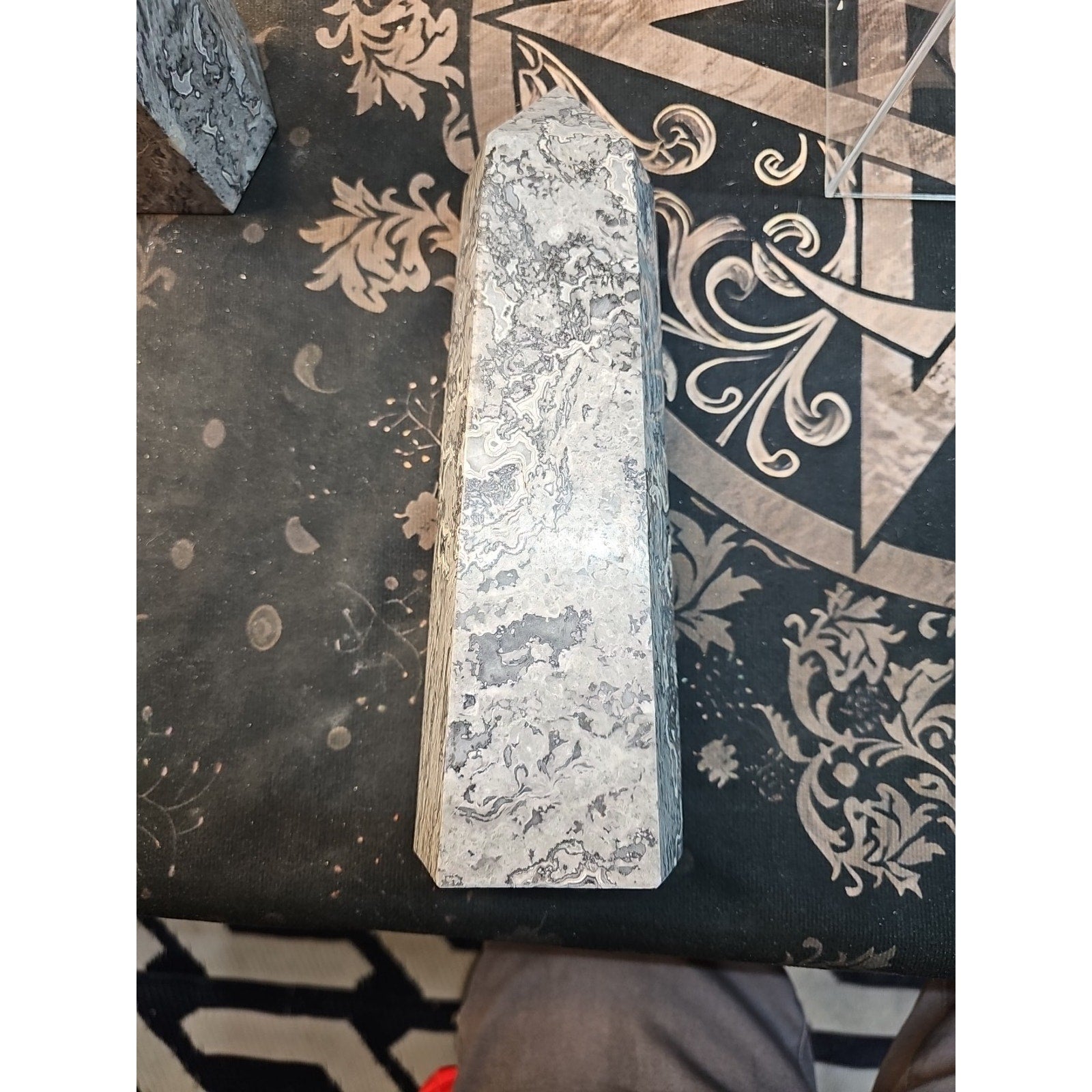 4.83lb 10in Tall Crazy Lace Jasper Crystal Point Tower Healing