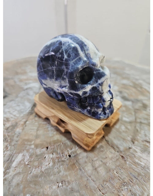 Load image into Gallery viewer, 356G Natural Blue stripe quartz hand Carved skull crystal healing
