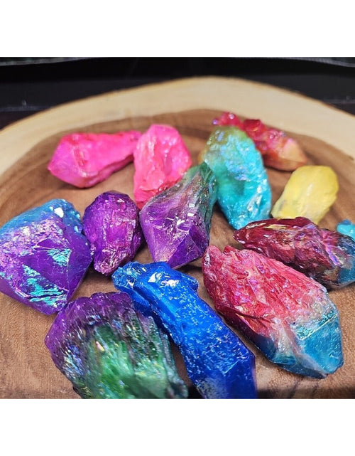 Load image into Gallery viewer, 1.80LB 13Pcs Rainbow Aqua Aura Quartz Crystal Cluster Points Titanium Coating
