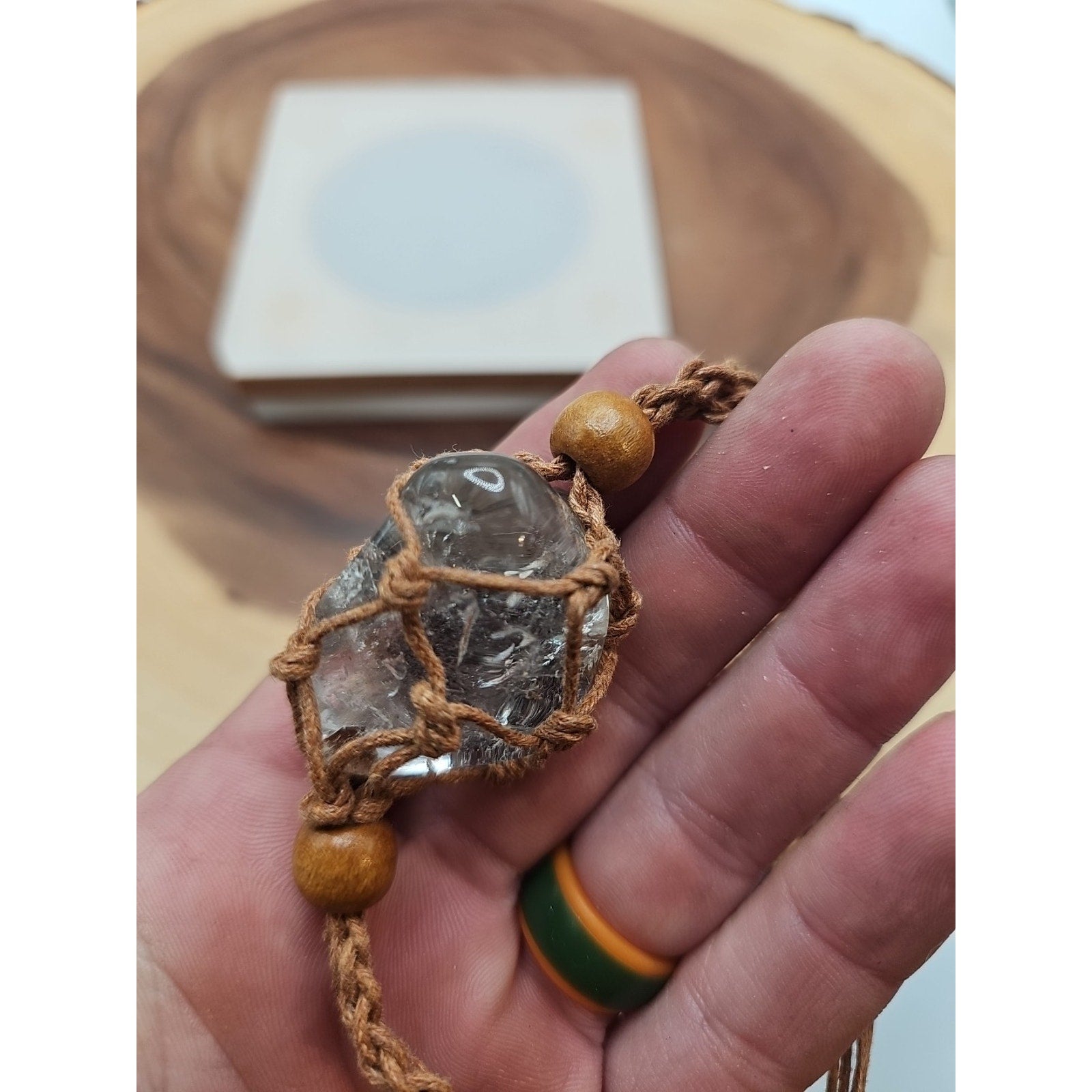 Huge ghost crystal bracelet W/hemp Rope
