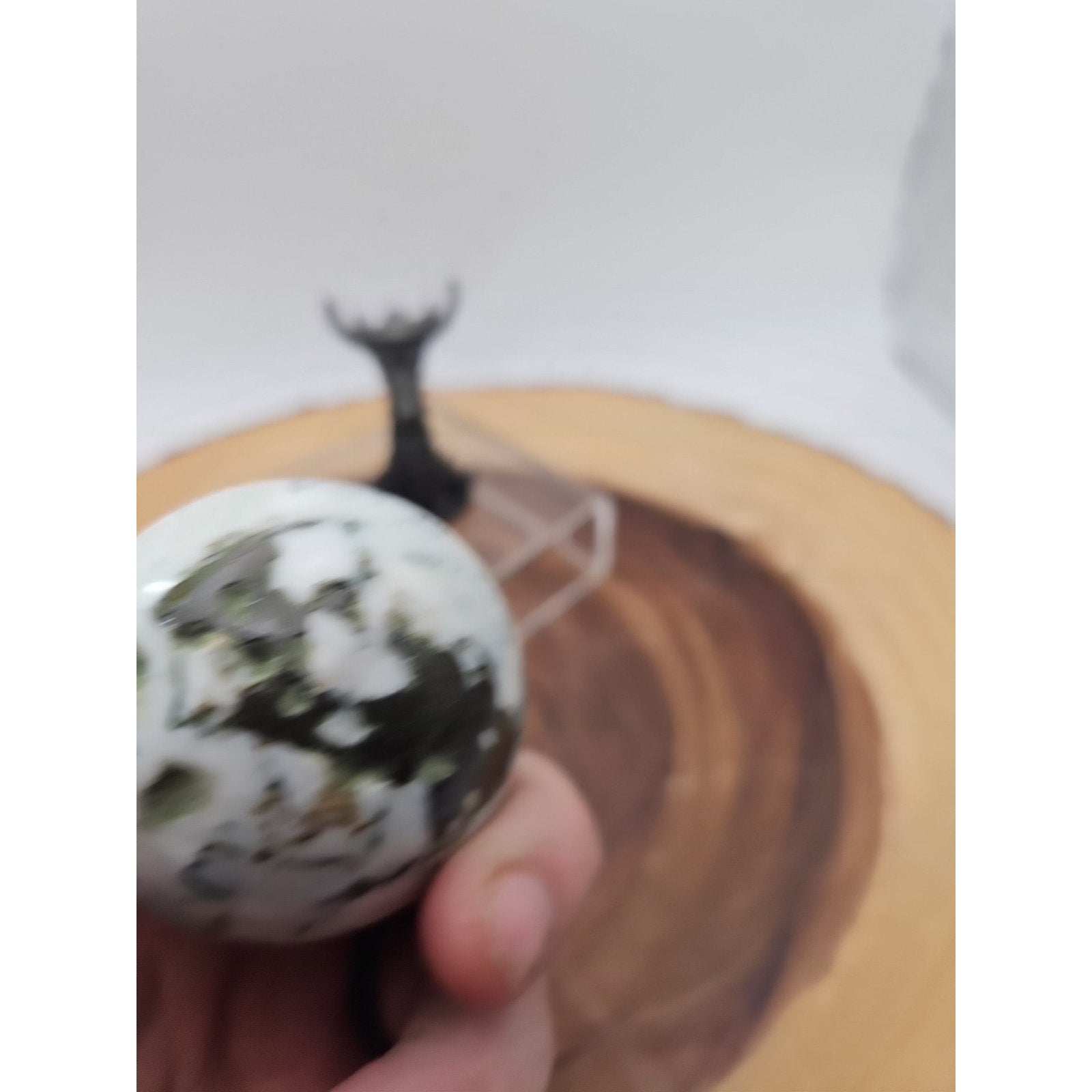 Tree Agate Sphere .45lb 53mm W/Dragon Stand