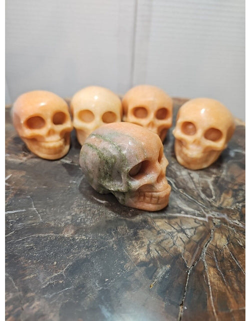 Load image into Gallery viewer, 1Pcs Natural Sunstone Quartz Crystal Skull Carving Head Healing Brazil
