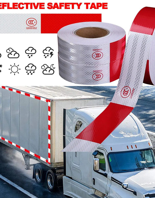 Load image into Gallery viewer, Reflective Trailer Safety Tape Conspicuity Tape Warning Sign Car Truck Red White
