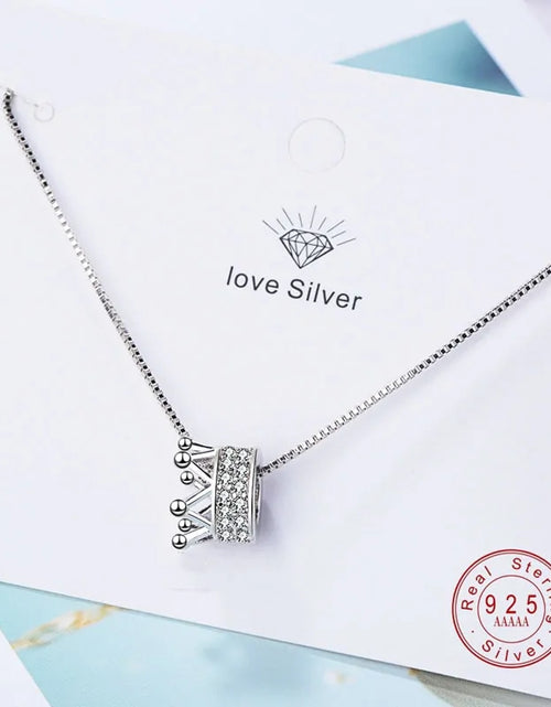 Load image into Gallery viewer, Princess Crown CZ Pendant Necklace: Unique Fine Jewelry for Women
