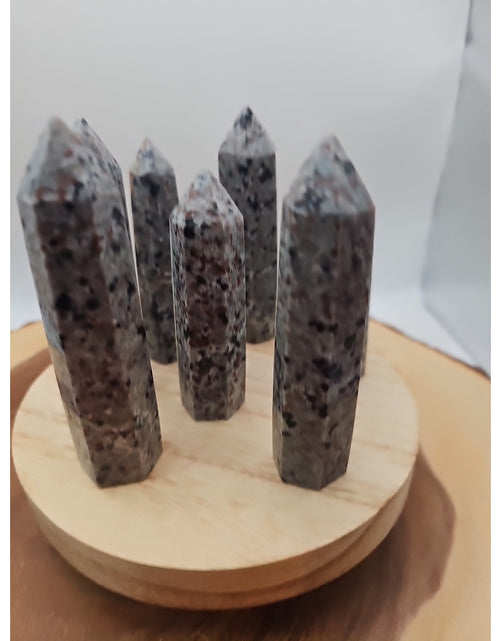 Load image into Gallery viewer, Yooperlite stone Tower UV Reactive 4in Tall Avg 98grams Avg 1 Each
