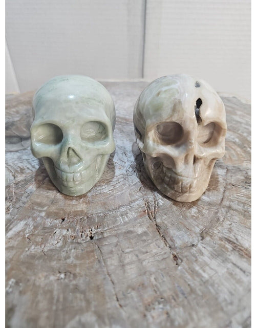Load image into Gallery viewer, 2.18LB 2Pcs Natural Jasper Calcite Skulls Crystal Carving Mixed Stones Healing
