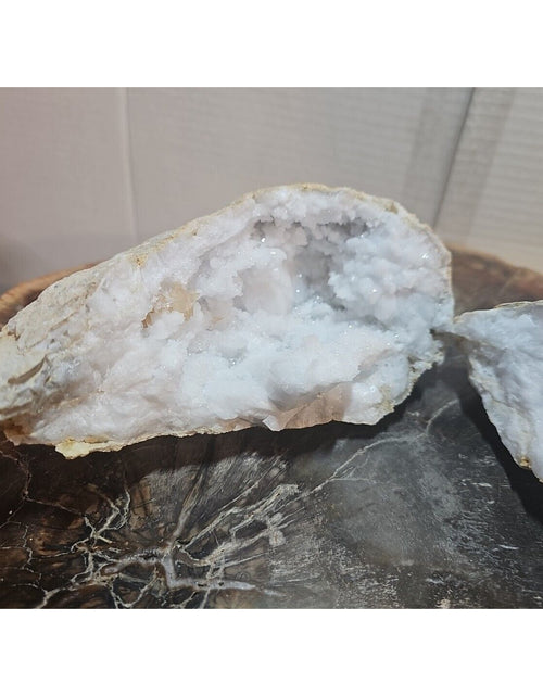 Load image into Gallery viewer, 3.88lbs Large Pair Geode Crystal Moroccan Quartz W /Stand
