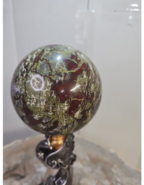 Load image into Gallery viewer, 4.14lb Natural dragon blood stone quartz sphere crystal reiki healing W/Stand
