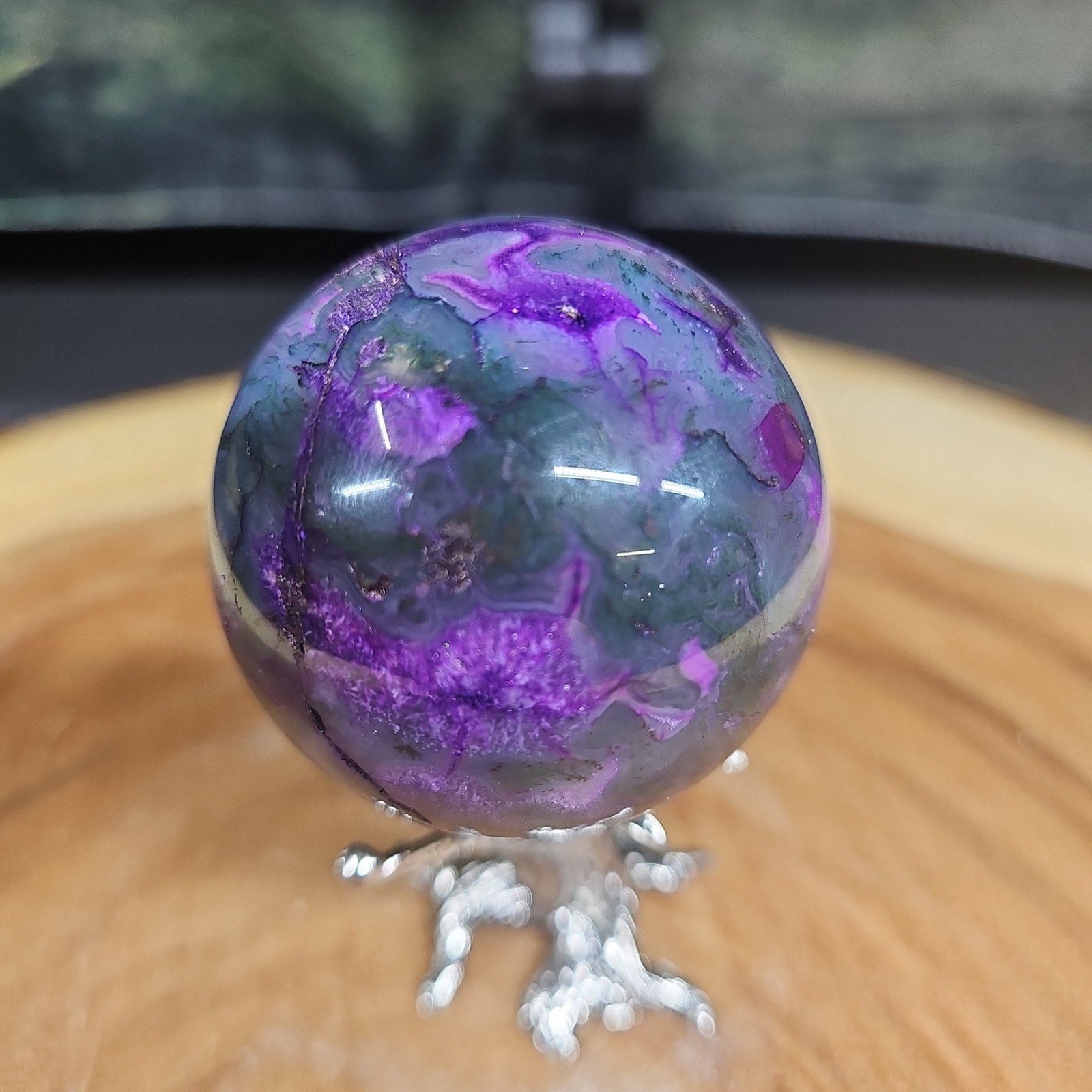Moss agate sphere