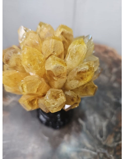 Load image into Gallery viewer, 1.12LB Yellow Phantom Quartz Crystal Cluster Mineral Specimen W/Stand
